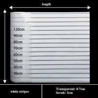 สติกเกอร์ติดหน้าต่างกันการชนกันของห้องครัวลายทางฟิล์มติดกระจกแบบฝ้าพาร์ทิชันสำนักงานโปร่งแสงไม่มีกาวไฟฟ้าสถิต