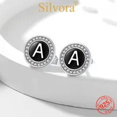 Silvora Dainty Initial Letter A Hoop Earrings, Sterling Silver
