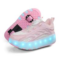 Heelys แบบชาร์จสองล้อ LED รองเท้าสำหรับเด็กผู้ชาย, รองเท้าส่องสว่างสำหรับเด็กผู้ชาย, รองเท้าล้อสำหรับเด็กหญิงและเด็กชาย, รองเท้าพายุส่องสว่าง