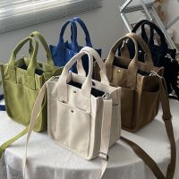 【Lanse store】Japanese Korean Canvas Handbags Messenger Bag Simple Versatile Handheld Lunch Large Capacity Student Tote Pocket