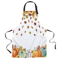 Thanksgiving Fall Pumpkin Maple Leaf Kitchen Women Apron Cooking Baking Restaurant Home Holiday Decoration Waterproof Apron Aprons