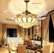 Quạt trần giấu cánh, cánh cụp cánh xòe cap cấp, có đèn trang trí