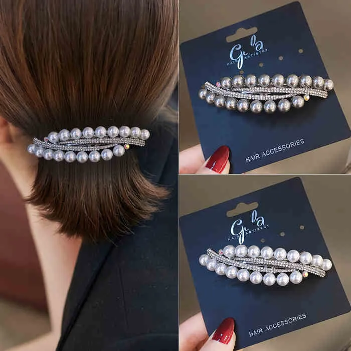 New Temperament Pearl Metal Spring Clip Hair Clip Fashion Hairpin Hair  Accessories | Lazada PH