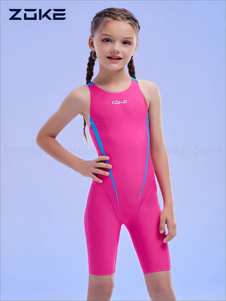 Training Competition One Piece Swimsuit Women Knee Length Sport Bathing Suit  473