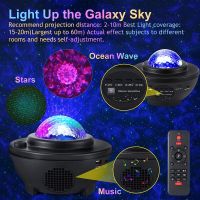 LED Projector Night Light Ocean Wave Starry Sky โปรเจคเตอร์หมุนหน้าแรกตกแต่งห้องของขวัญเด็กเพลงลำโพงบลูทูธสำหรับ Pa