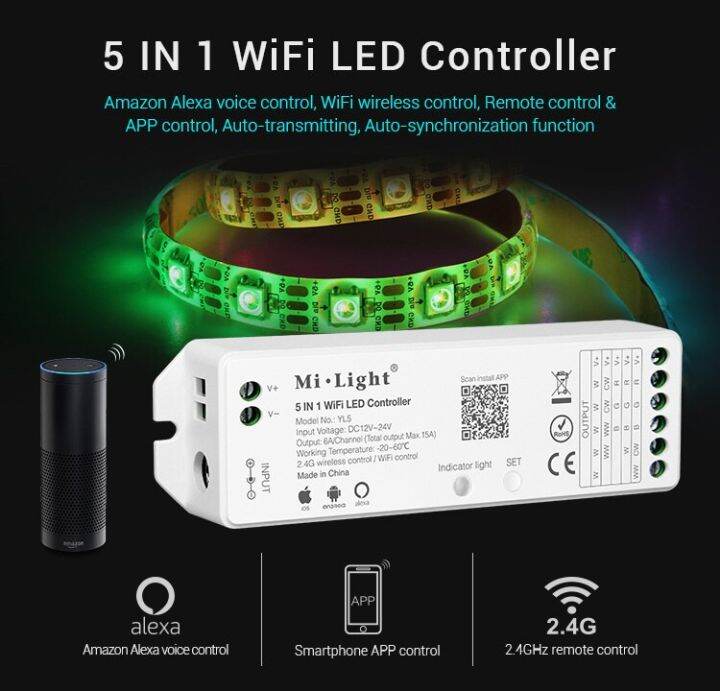 yingke-milight-yl5-5-in-1ตัวควบคุม-wifi-led-amazon-alexa-เสียงรีโมทแอปโทรศัพท์สำหรับ-rgb-rgbw-rgb-cct-เดี่ยวสีแอลอีดีแถบไฟ