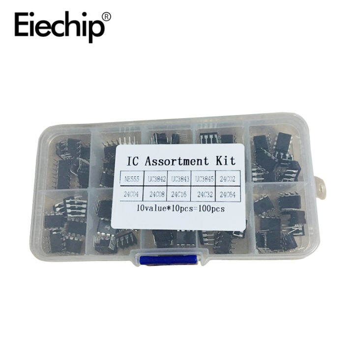 10 Sample Boxes for 10 Types of Integrated Circuits, Each in DIP