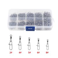 【LZ】✸❉  210pcs/box Fishing Rolling Swivels Snap Pin Line Connectors 2  4  5  6  8  Solid Barrel Swivel Rings Snap Fishing Swivels