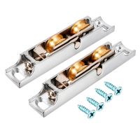 Uxcell 2pcs 14.5mm Brass Wheel, Zinc Alloy Shell Electroplating Finish Sliding Door Window Cabinet U Groove Double Wheel Pulley