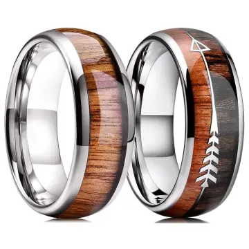 Ceramic and wood wedding on sale rings