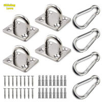 ShiningLove 4pcs Stainless Steel Carabiner Stainless Steel Eye Plate With Eyelet For Awning/Wall Mounting Ceiling Attachment Wall Hooks