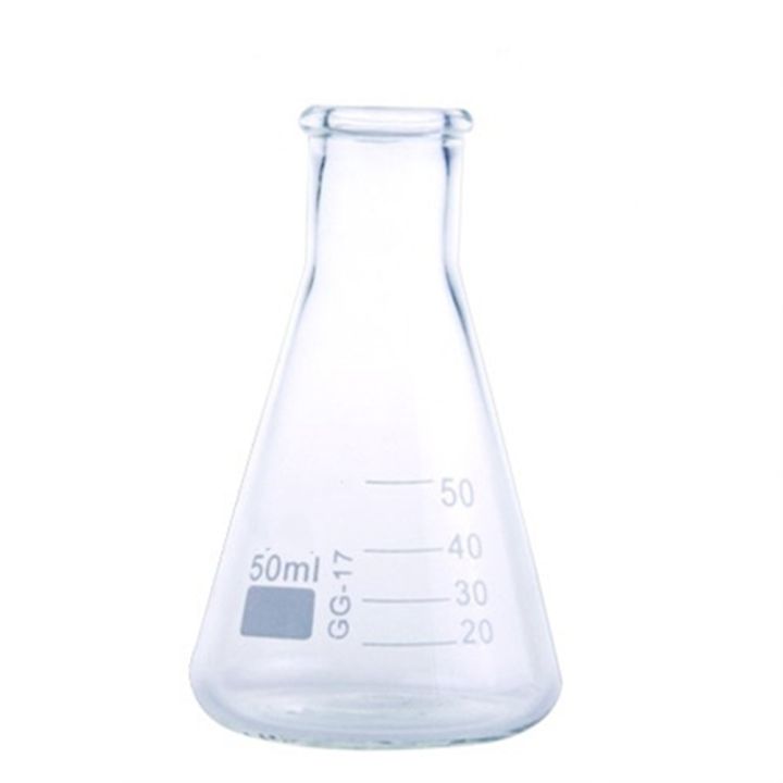 【☊HOT☊】 bkd8umn แก้วฟลาสค์รูปทรงกรวยคอขวดทดลองพลาสติก50แก้วใสมิลลิลิตรการสอนการทดลองทางเคมีในห้องทดลอง