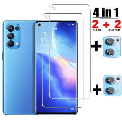 ๑ 4 in1 Screen Protector For Oppo Find X5 X3 Lite Tempered Glass Film For Oppo Reno 7Z 5G 5 Lite 6 7 8 Pro Plus Protective Glass