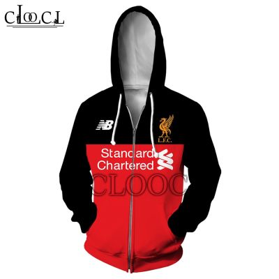 Liverpool F.C. Fashionable 3D Printed Hoodie Unisex Long Sleeve Zip Hoodie