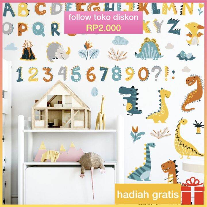 stiker dinding paud / wall stiker dinding pvc transparan abjad dan
