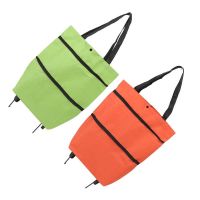 Foldable Cart Bag Zipper Design Good Storage Large Capacity Shopping Cart Space Saving Oxford Cloth for Travel