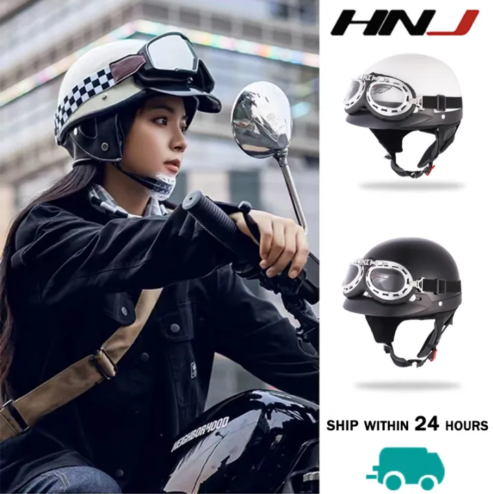 Hnj Xt 02 Helmet Motorcycle Half Face For Goggles Retro Helmets And