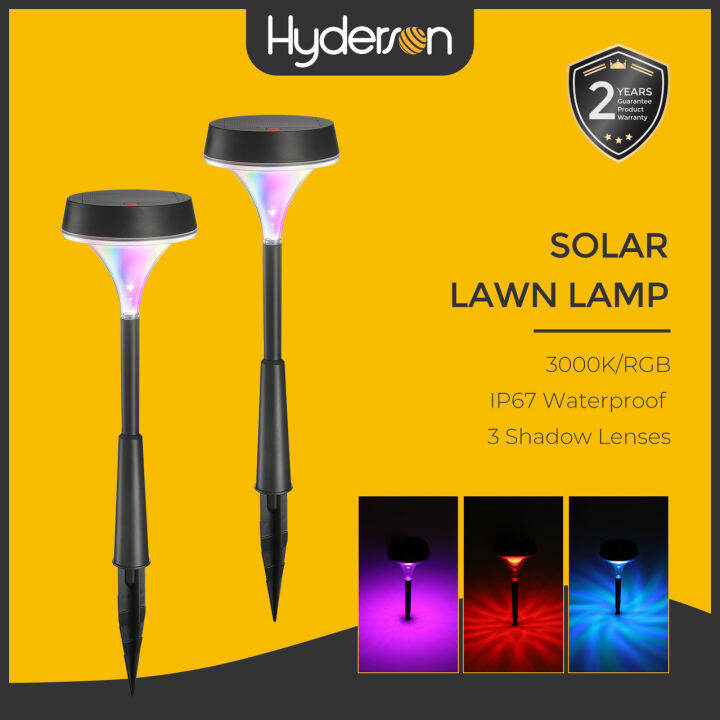 2pcs Hyderson Solar Garden Lights Warm / RGB Height Adjustable IP67 Waterproof Outdoor LED Light