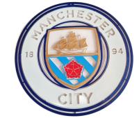 Manchester City โลโก้แมเชสเตอร์ ซิตี็ ขนาด 50 x 50 cm เหล็กตัดเลเซอร์ทำสีเหมือนจริงใช้สีพ่นรถยนต์ภายนอก 2k สูตร 2/1 ทนแดดทนฝนทนทุกสภาวะอากาศ