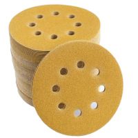 5-Inch 8-Hole Hook and Loop Sanding Discs 120-Grit Sandpaper Pad Self Adhsive Back Sander Disk Sandpaper, 100-Pack