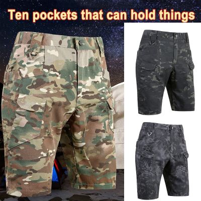 Men Multi-Pockets Cargo Pants Homme Boardshorts Relaxed Sports Shorts Summer Short Five-point Plus Size Camouflage Shorts Beach