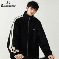 Lansboter เสื้อแจ็กเก็ตกีฬาของผู้ชายแขนยาวอเนกประสงค์คอตั้งซิปแจ็คเก็ตปกติ