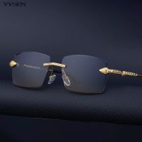 Rectangle Rimless Sunglasses Men 2023 New Luxury Designer Metal Frameless Sun Glasses Women Trend Square Sunglass Ladies Shades