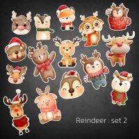 ตัวรีดการ์ตูนคริสต์มาส reindeer แผ่นแพทช์รีดร้อน ตัวรีดติดเสื้อ ลายกวาง