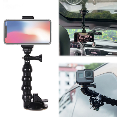 Car Suction Cup Phone Holder in Car Window Glass Flexible Bracket Adjustable Snake Mount 360 Rotation Action Camera Phone Clip