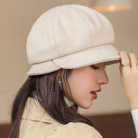 HT3828 Berets 2021 New Autumn Winter Women Hat Vintage Plaid Artist Painter Beret Hat Octagonal Newsboy Cap Berets for Women