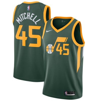 Ready Stock Shot Goods Mens No.45 Donovan Mitchell Utah Jazz 2019/20 Season Swingman Jersey - Green