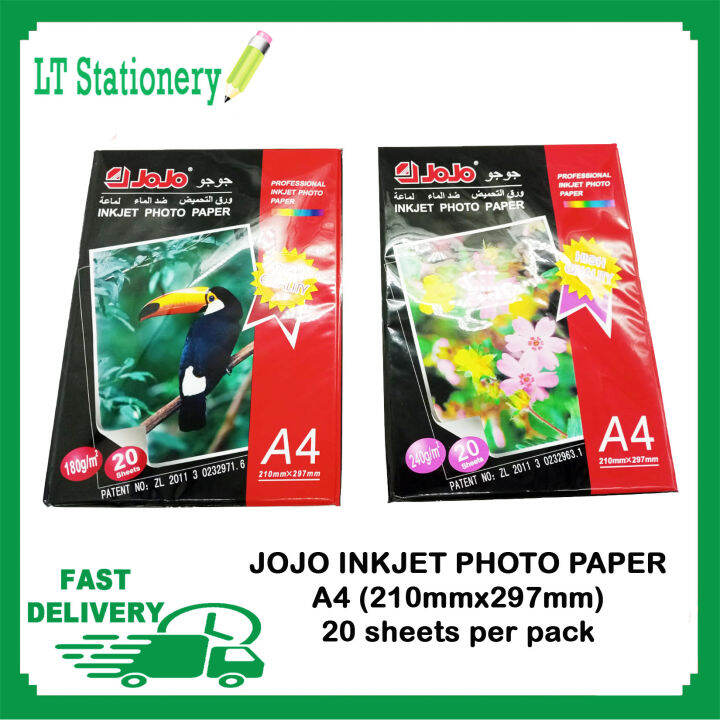 (Lt Stationery) Jojo Inkjet Photo Paper 180gsm size A4 20 Sheets per
