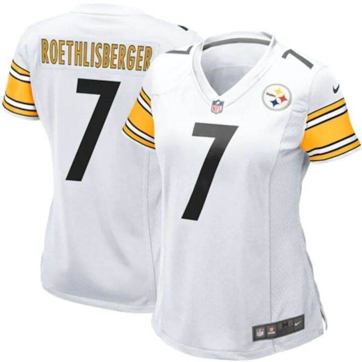 เสื้อกีฬารักบี้แขนสั้น-ทรงหลวม-ขนาดใหญ่-ลายทีม-nfl-pittsburgh-steelers-steelers-rugby-jersey-no-สไตล์ยุโรป-และอเมริกา-เสื้อกีฬาแขนสั้น-ลายทีม-ben-roethlisberger-สําหรับผู้หญิง-7-ชิ้น