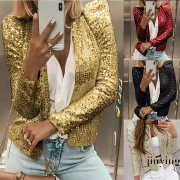 Gold sequin hot sale womens jacket