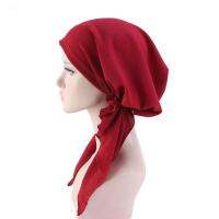 สตรี Chemo Hat Pre Tied Ruffle Head ผ้าพันคอผ้าโพกหัว Headwear สำหรับมะเร็ง