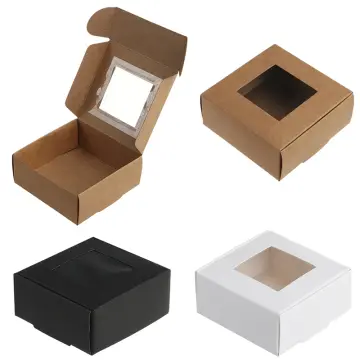 10pcs Large Black Kraft Gift Boxes With White Craft Paper Window