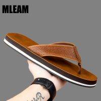 Men Leather Slippers Brand Handmade Slippers Mens Flip Flops Original Design Indoor Outdoor Soft Sole Beach Casual Sandals Shoes