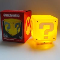 ?【 Readystock】 + Gratis Ongkir?โคมไฟโต๊ะหัวเตียงเครื่องหมายคำถาม LED Super Mario Bros สำหรับของขวัญวันเกิดของเล่นเด็ก,อิฐไฟกลางคืนชาร์จไฟได้