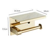 Tuqiu Toilet Paper Holder Gold Tissue Paper Holder Stainless Steel Phone Holder Paper Roll Holder With Phone Storage Shelf