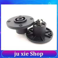 JuXie store 1pcs 4pin Round XLR mount panel power socket European-style 4Pin Female Compatible Audio Cable Connector socket