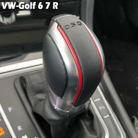 【cw】 Car Red/Blue Gear Shift Knob Lever Stick Chrome Matt For Volkswagen VW Golf 7 DSG Cover Emblem ！