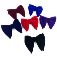 {EDDLYT}ใหม่แฟชั่นกำมะหยี่สีน้ำตาล Self Tie Bow Ties สำหรับผู้ชายผ้าฝ้ายสีฟ้า Oversize Bowties ผู้ชาย39; S งานแต่งงาน Bowtie Man สีดำ Big Bow Tie A146