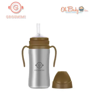 Grosmimi 10oz Stainless Steel Sippy Cup with Straw France