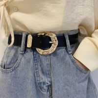 COD SDFERYRTUTYUY Fashion Multicolor Pu Leather Woman Belts Jeans Classic Retro Gold Round Buckle Female Pin Luxury Punk Gothic Waist Waistband