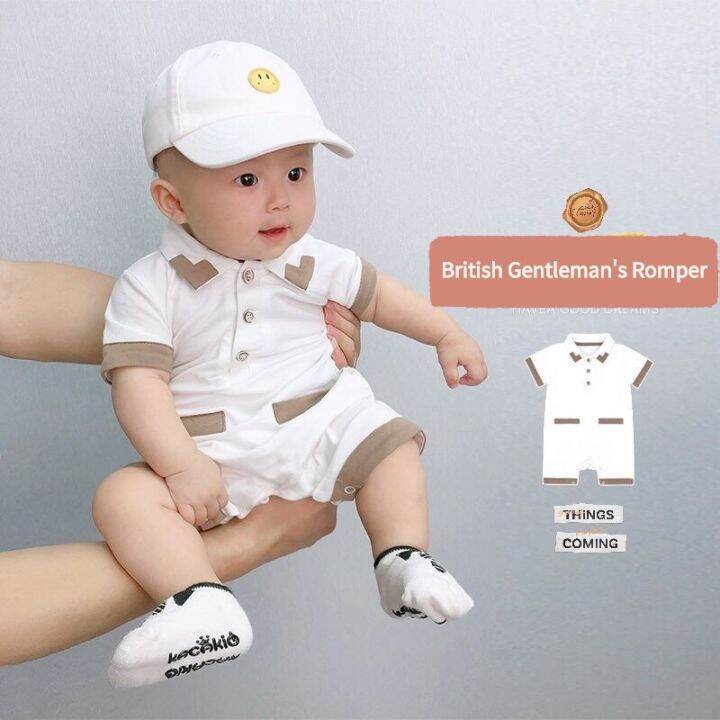 [Ready Stock]018 Monthes Newborn Baby Boys Romper British Gentleman's