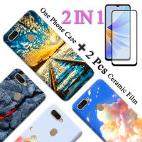 A12 OPPO แบบ2 IN 1 A5S เคสใส่โทรศัพท์น่ารัก A7พร้อมหน้าจอเซรามิกโค้งสองชิ้น