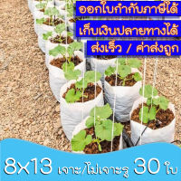 (30 ใบ) 8x13 นิ้ว ถุงปลูกเมล่อน มะเขือเทศ ถุงปลูก สีขาว เกรด A เนื้อ HD