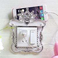 【CW】 Retro Europe Style Gorgeous light Switch Wall Sticker Double Switch Protective Cover Quality Resin Socket Cover Room Decor