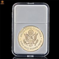 US 45th President Donald Trump White House Gold/Silver Plated Liberty Eagle Challenge Souvenir Coin W/PCCB Capsule Holder