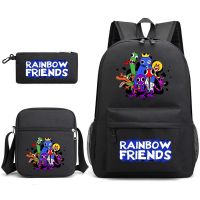 Rainbow Friends Rainbow Friends กระเป๋านักเรียนสามชิ้นเกมอุปกรณ์ต่อพ่วงกระเป๋าสะพายผ้าใบความจุขนาดใหญ่กระเป๋าของขวัญเด็ก